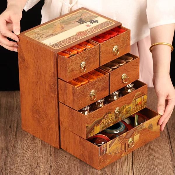 A great gift  with a variety of chinese tea and tea sets mixed in high-end gift boxes